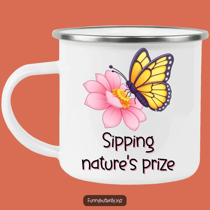 Funny Nectar Sipping Butterfly Camping Mug - Outdoor Flower Gift