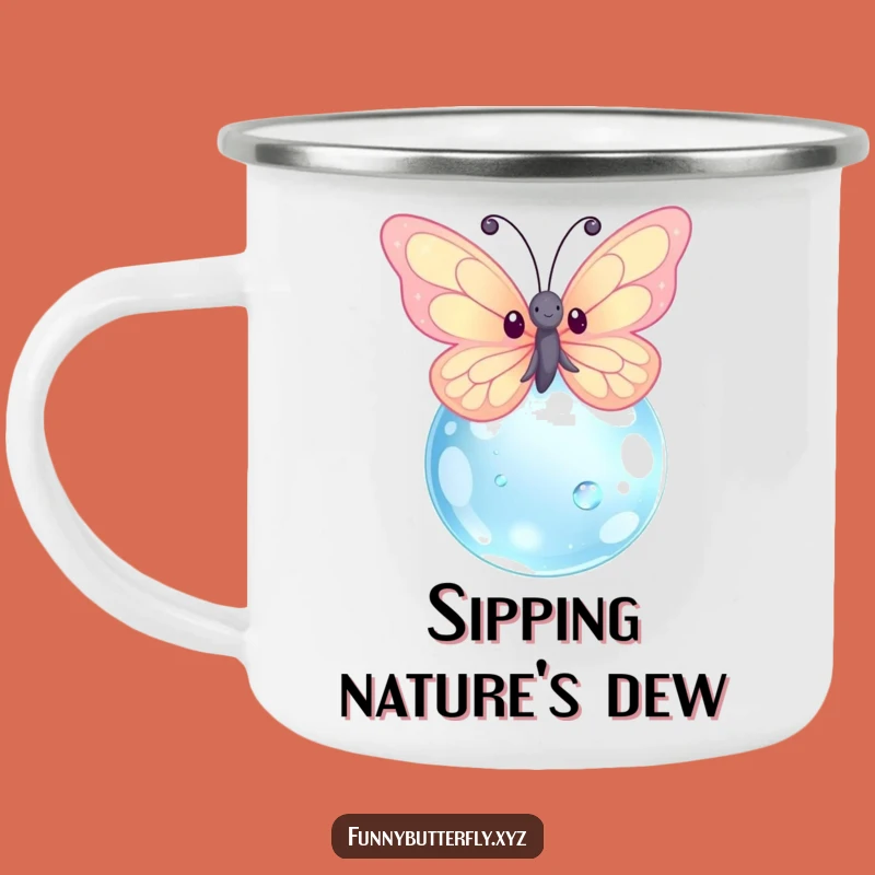 Funny Sparkling Kawaii Butterfly Camping Mug - Outdoor Dewdrop Adventure Gift