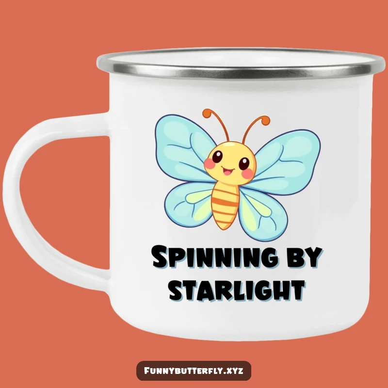 Funny Whimsical Butterfly Spinning Camping Mug - Outdoor Antennae Gift