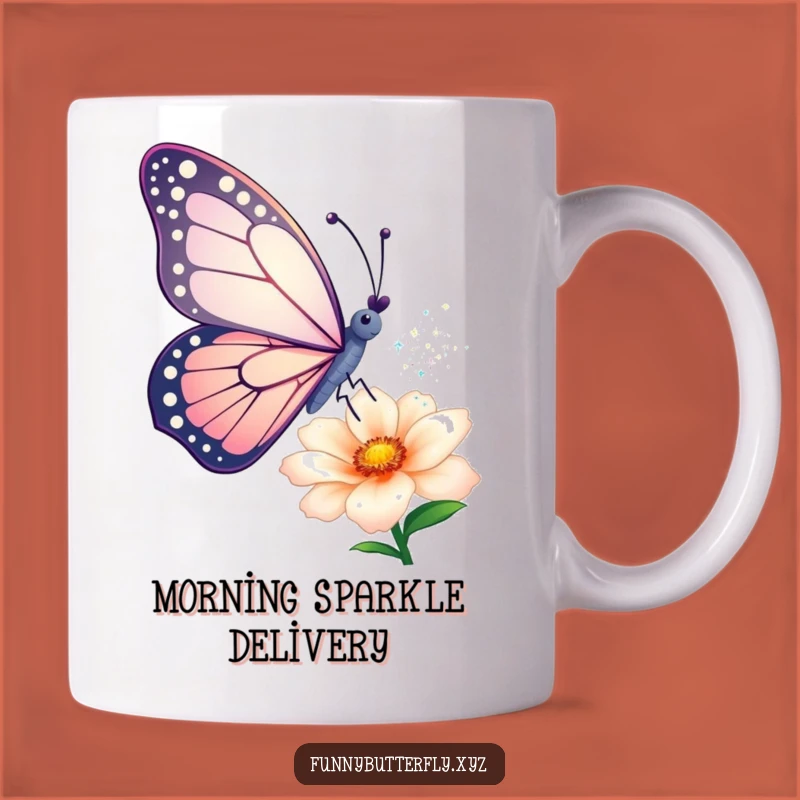 Funny Butterfly Dust Mug: Magical Sparkle on Flower, Hilarious Gift