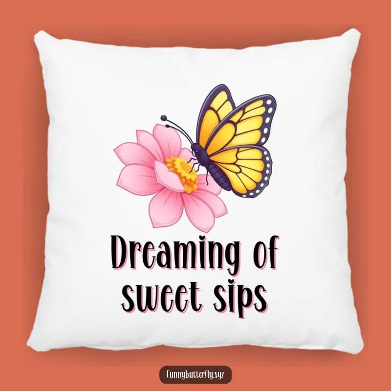 Funny Nectar Sipping Butterfly Pillow - Radiant Flower Comfort Gift