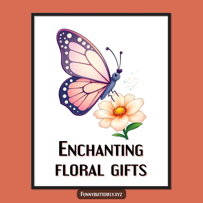 Funny Butterfly Digital Art: Sparkle Dust Magic Flower Print