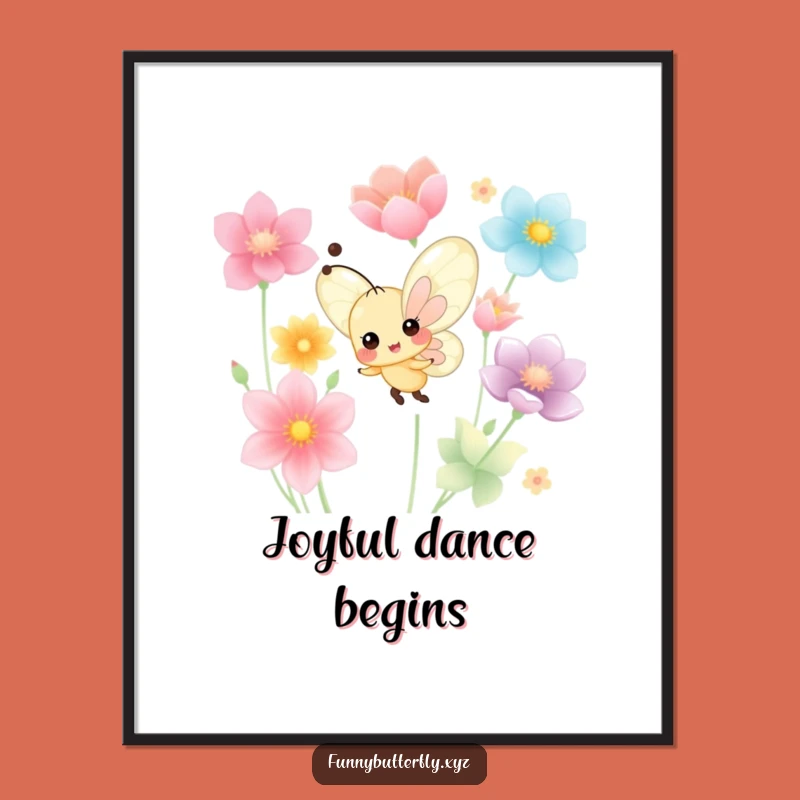 Funny Cheerful Butterfly Dancing Digital Art - Colorful Petal Print Gift