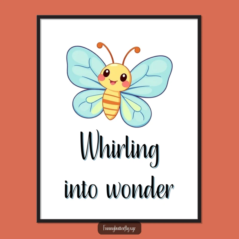 Funny Whimsical Butterfly Spinning Digital Art - Antennae Print Gift