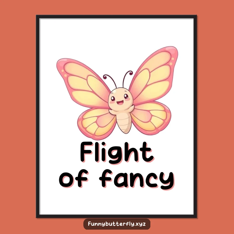 Funny Butterfly Poster: Whimsical Spiraling Wings Sky Art