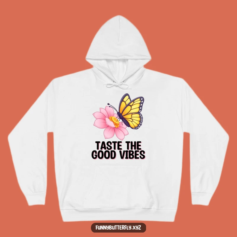 Cozy Funny Nectar Sipping Butterfly Hoodie - Radiant Flower Comfort Gift