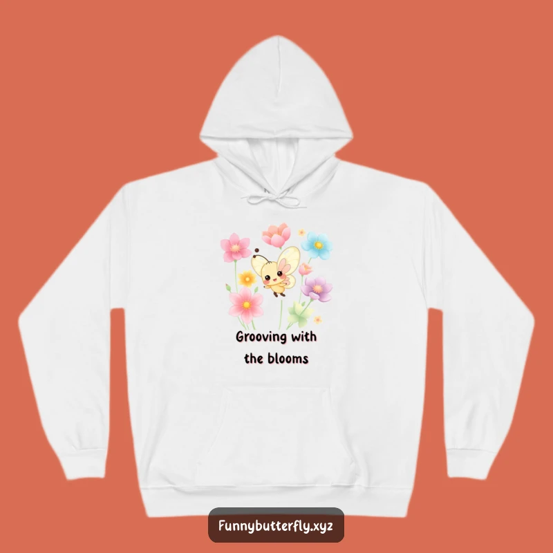 Cozy Funny Cheerful Butterfly Hoodie - Colorful Petal Dance Gift