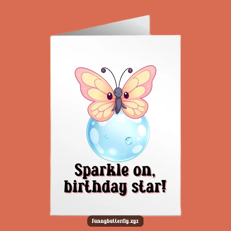 Free Printable Birthday Card: Cute Kawaii Butterfly sparkling joy, perfect downloadable gift!