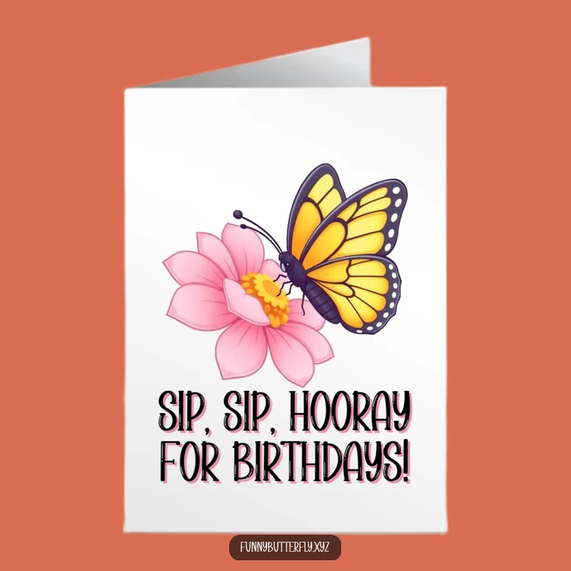 Free Printable Birthday Card: Butterfly Sips Nectar, perfect sweet downloadable gift!