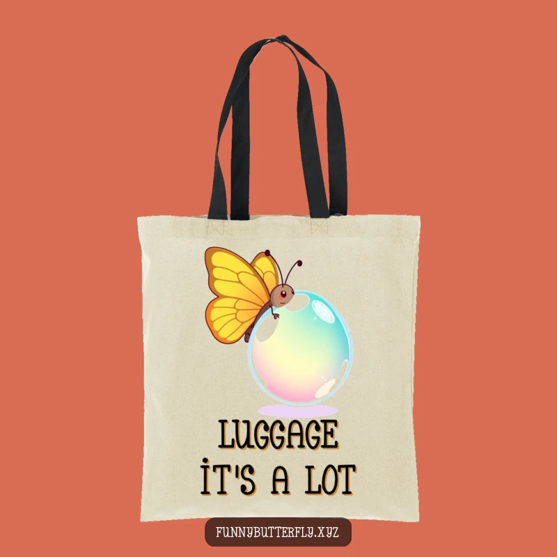 Funny Butterfly Dewdrop Art Tote Bag: Comical Carry-All for Your Treasures